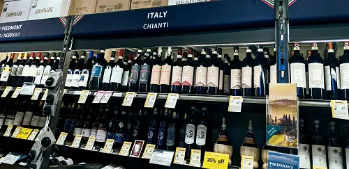 chianti vs sangiovese - wine shelf