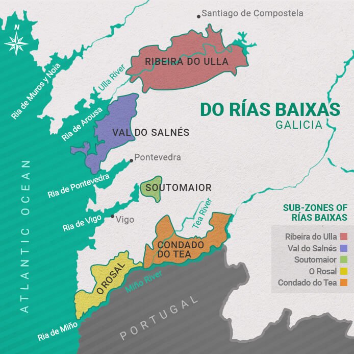 rias baixas DO map albarino white wine of spain