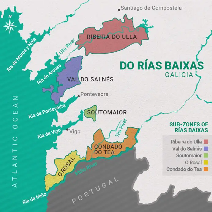 rias baixas DO map albarino white wine of spain