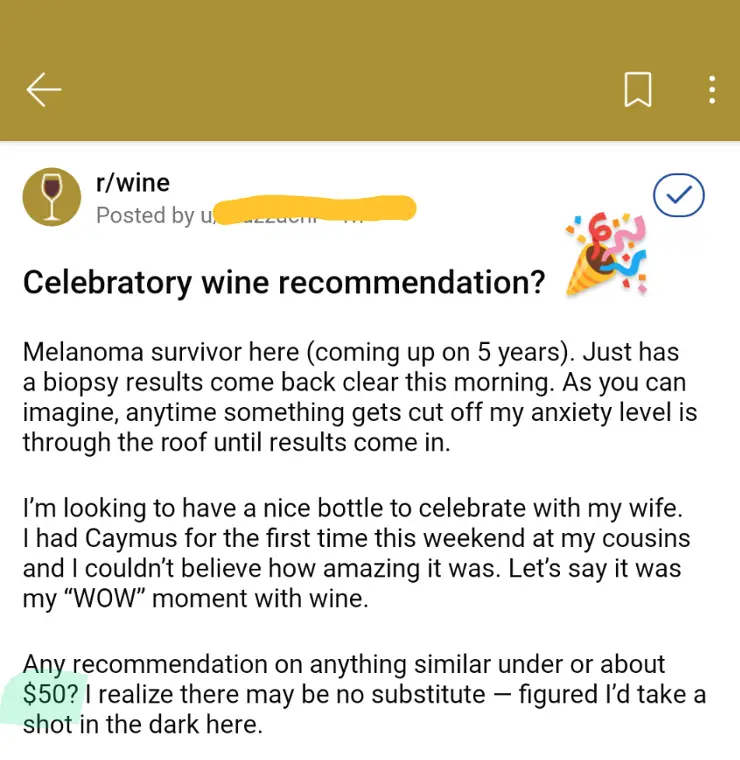 r/$50 reddit wine recommendation