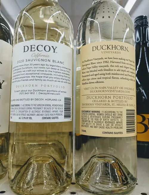 Decoy and duckhorn back labels - how to buy wine at a grocery store
