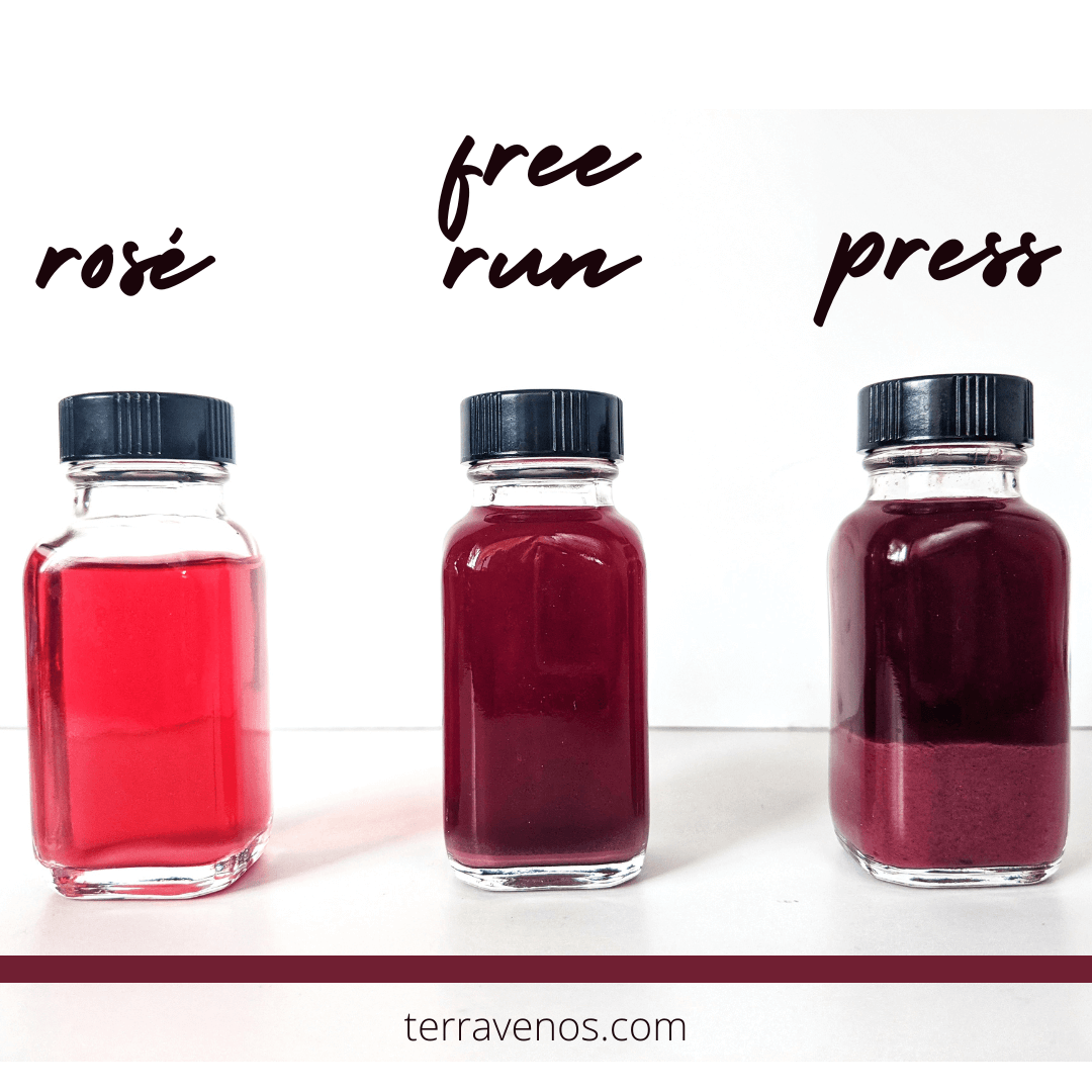 Difference between rose free run and press wine juice