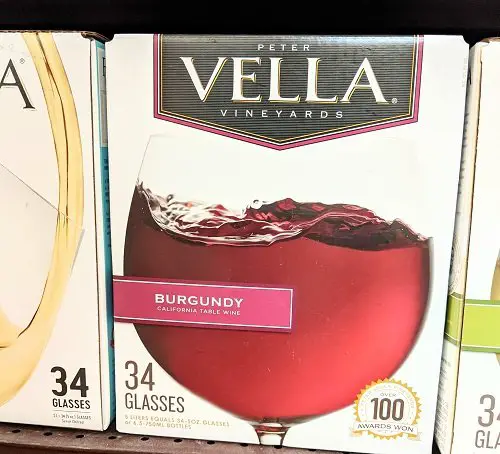 Vella Box Wine Burgundy - what does vintage mean on wine