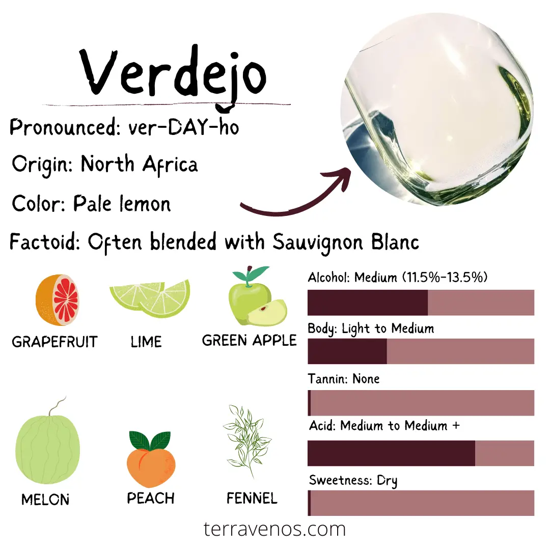 wines like sauvignon blanc - verdejo wine profile infographic
