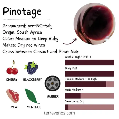 pinotage wine profile infographic - pinotage cheese pairing