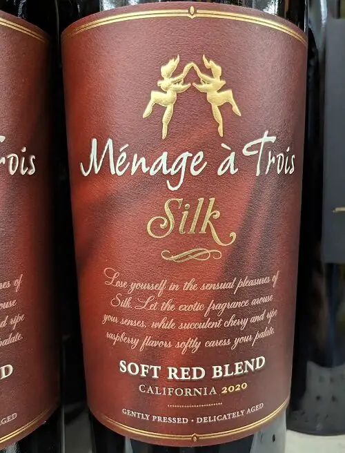 menage a trois silk red wine label