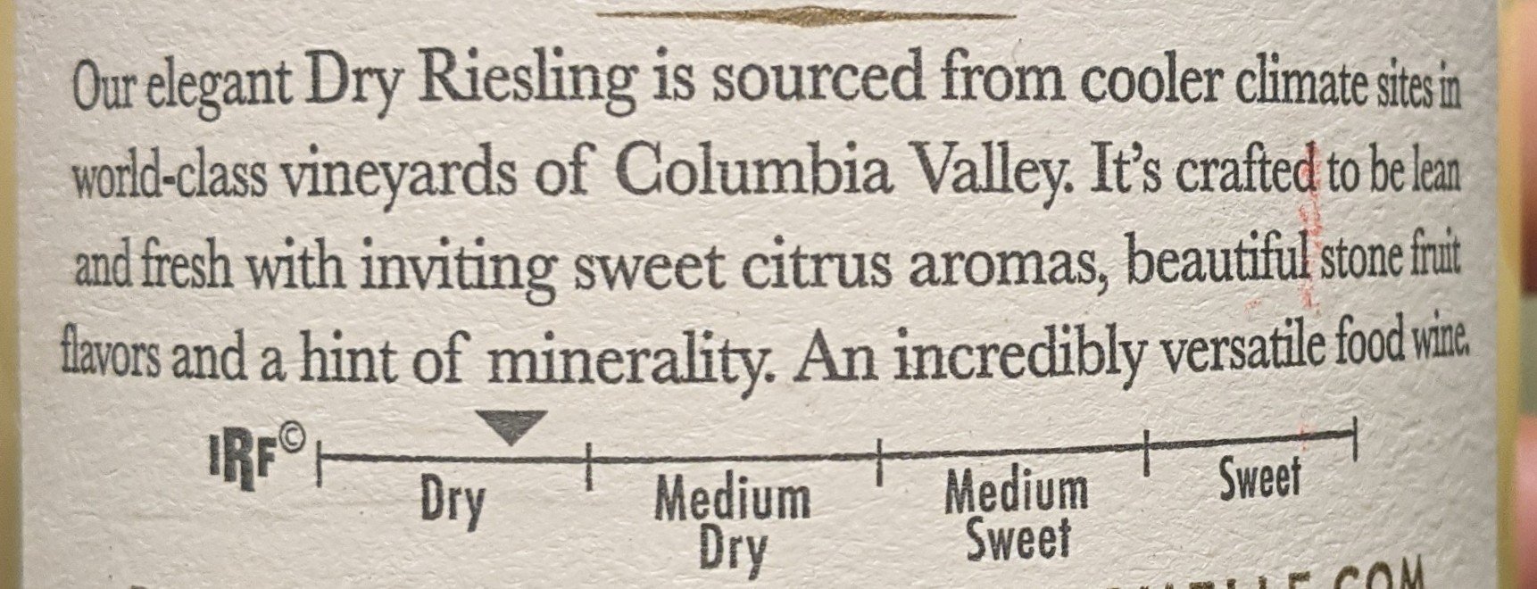 sweet white wines - riesling dryness scale