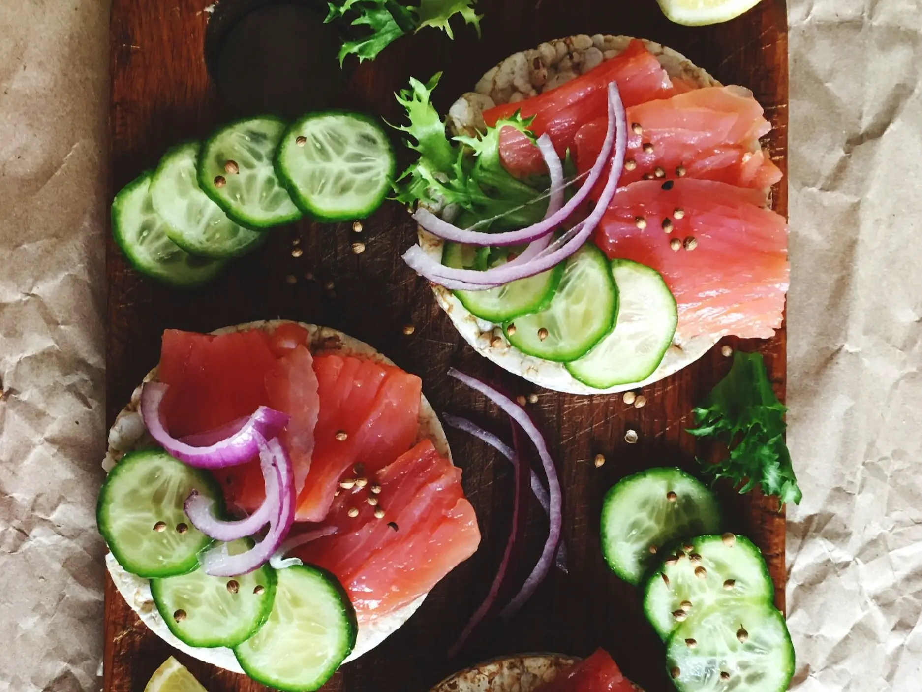 cold appetizers for wine tasting - salmon and cucumber