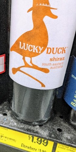 cheap grocery outlet wine - lucky duck shiraz