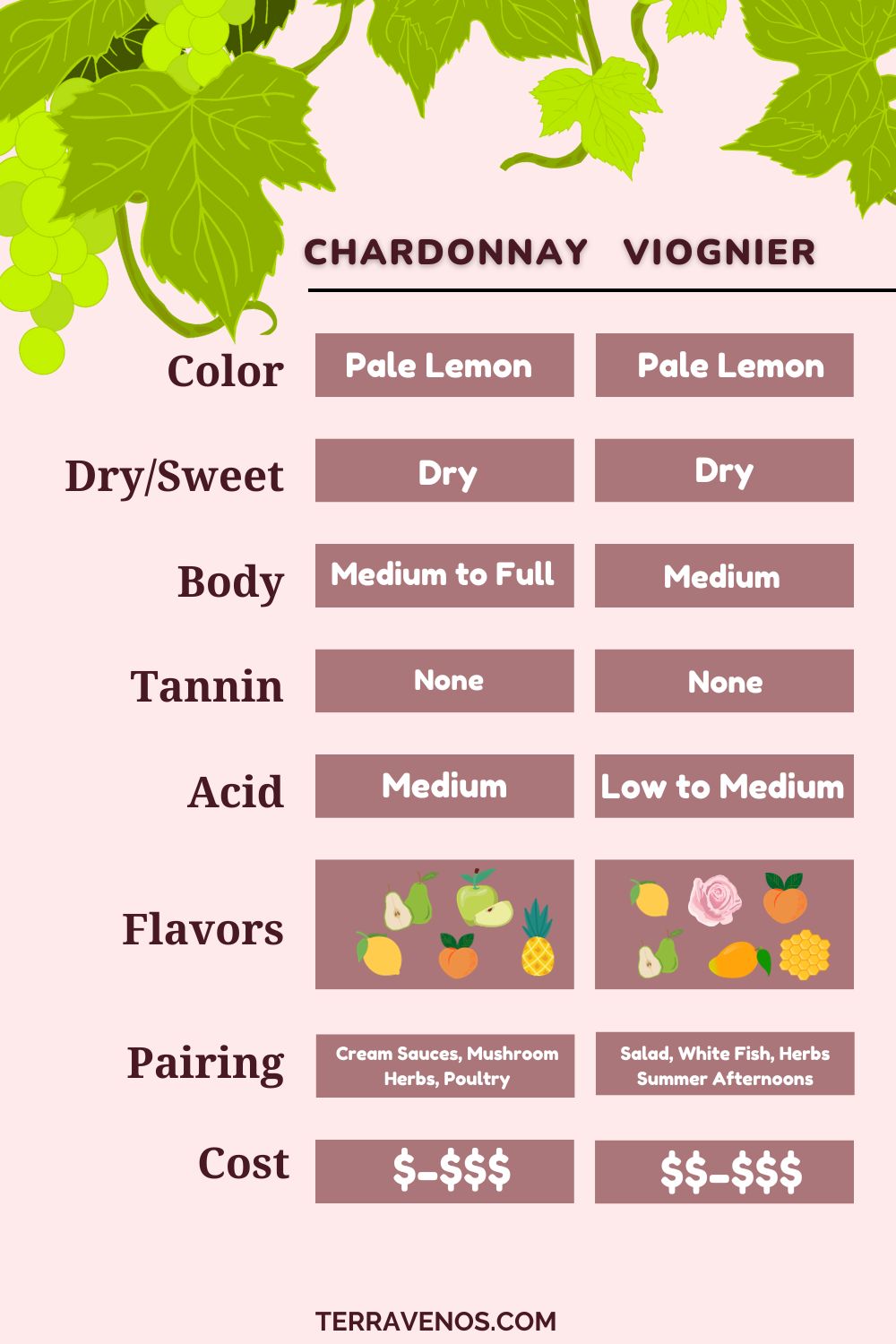 viognier vs chardonnay wine infographic