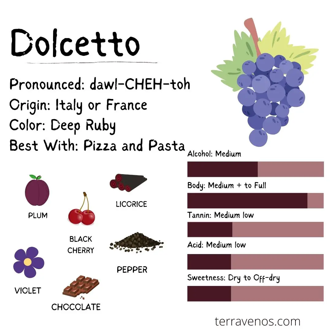 What's dolcetto taste like infographic - dolcetto vs barbera